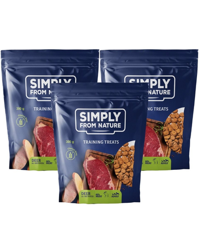 SIMPLY FROM NATURE Training Treats recompense pentru caini, cu carne de caprioara 3 x 300 g