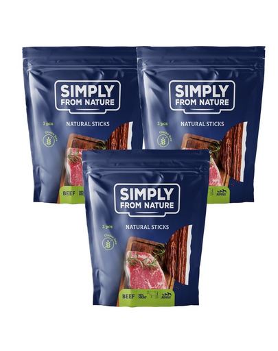 SIMPLY FROM NATURE Nature Sticks recompense pentru caini, cu vita 3 x 3 buc