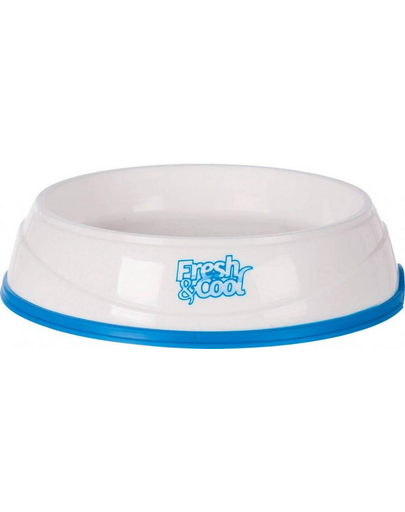 TRIXIE Bol pentru caini si pisici cu efect de racire Fresh&Cool 0.25 L /O 17 cm, alb cu albastru