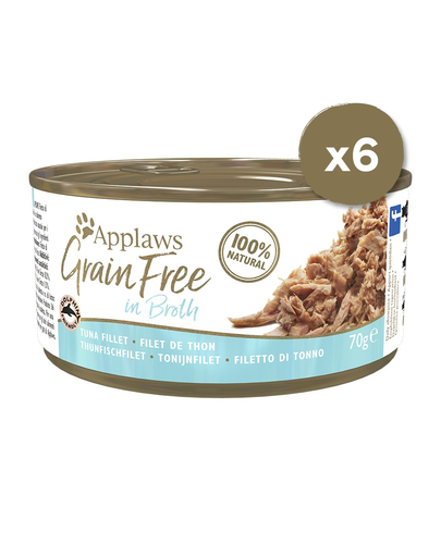 APPLAWS Cat Grain Free hrana umeda pentru pisici, cu ton in bulion 6 x 70 g