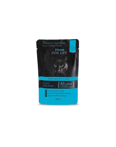 FITMIN For life Adult Duck 85g plic hrana pentru pisici, cu rata