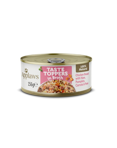 APPLAWS Dog Tin Taste Toppers Chicken Breast with Ham & Vegetables 6x156g piept de pui, sunca si legume