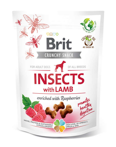 BRIT Care Dog Crunchy Crakcer Insect&Lamb 200 g recompense crocante pentru caini, cu insecte si miel