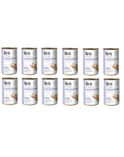 BRIT Veterinary Diet Gastrointestinal Salmon&Pea 12x400 g hrana pentru un sistem digestiv sensibil la caini