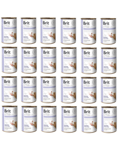 BRIT Veterinary Diet Gastrointestinal Salmon&Pea sistem digestiv sensibil la caini 24x400 g hrana dietetica