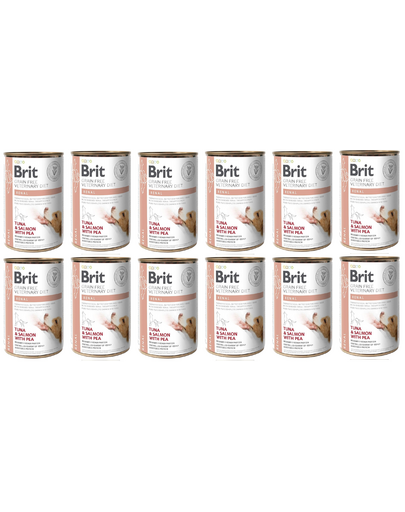 BRIT Veterinary Diet Renal Tuna&Salmon&Pea hrana dietetica pentru caini 12x400 g
