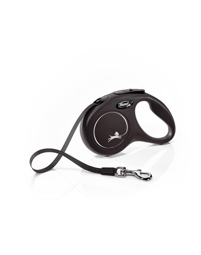 FLEXI New Classic lesa automata cu banda pentru caini, negru, marimea S, 5 m