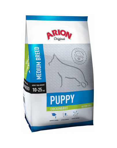 ARION Original Puppy Medium Chicken & Rice 12 kg hrana catelusi rasa medie, pui si orez