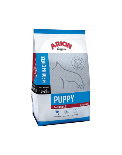 ARION Original Puppy Medium Lamb & Rice 12 kg hrana catei talie medie, miel si orez