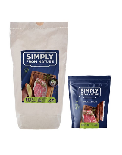 SIMPLY FROM NATURE SET hrana pentru caini coapta la cuptor, cu vita 1,2 kg + recompense cu vita 7 buc.