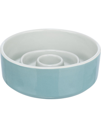 TRIXIE Slow Feeding Castron ceramic pentru hranire lenta, gri/albastru 0.45 l