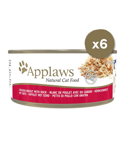 APPLAWS Hrana umeda pentru pisici, cu pui si rata, 6 x 156 g