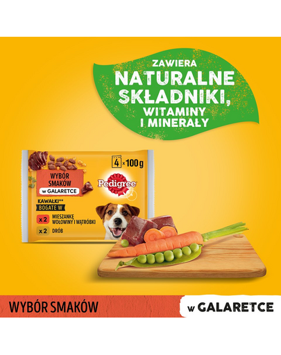 PEDIGREE Vită/Carne de pasăre în aspic 52 x 100 g