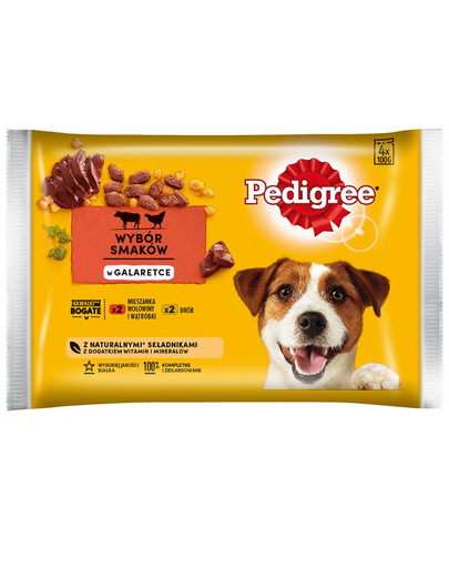 PEDIGREE Vită/Carne de pasăre în aspic 52 x 100 g