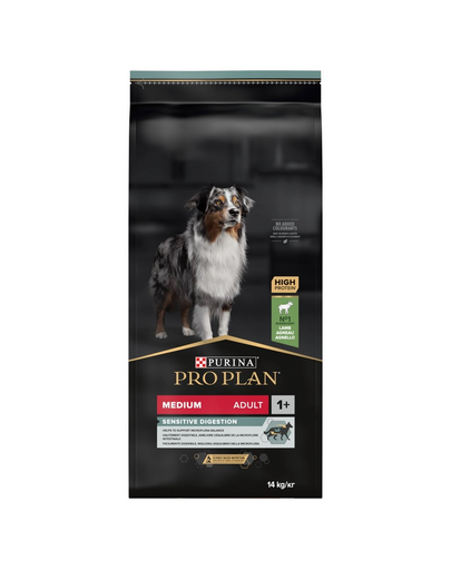 PURINA PRO PLAN Medium Adult Sensitive Digestion hrana uscata caini adulti de talie medie, cu miel 12 kg