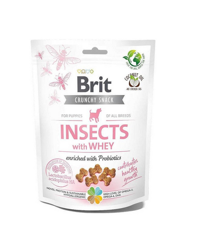 BRIT Care Dog Crunchy Cracker Puppy Insect 200 g recompense pentru caini juniori, cu insecte