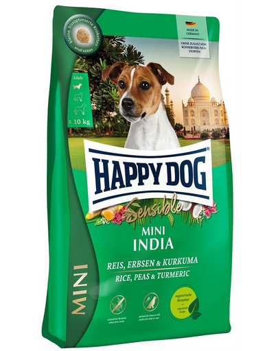 HAPPY DOG Sensible Mini India 4kg mazăre, orez și turmeric