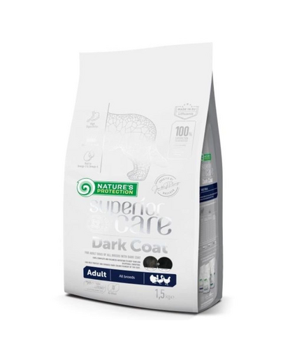 NATURES PROTECTION SUPERIOR CARE Dark Dogs Grain Free Poultry Adult All Breeds 1,5 kg cu pasari de curte pentru caini adulti cu blana neagra