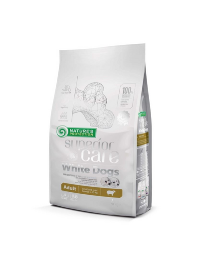 NATURES PROTECTION Superior Care White Dogs Lamb Adult Small and Mini Breeds 4 kg cu miel, pentru caini talie mica si blana alba