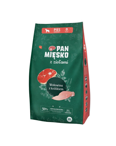 PAN MIĘSKO hrana caini rase medii M 20 kg ierburi aromatice, vita si iepure