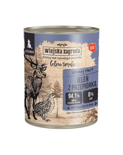 WIEJSKA ZAGRODA Forest Flavours Conserva hrana catei, cu cerb si prepelita 800 g