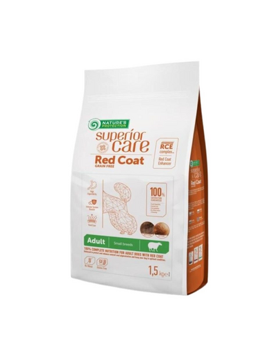 NATURES PROTECTION SUPERIOR CARE Red Coat Grain Free Lamb Adult Small Breed 1.5 kg cu miel pentru caini adulti de rasa mica cu parul roscat