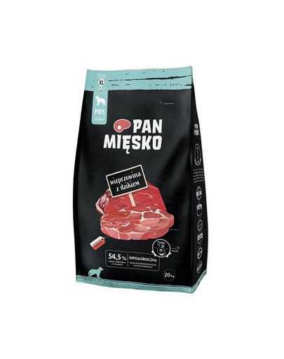 PAN MIĘSKO porc si mistret, hrana caini adulti XL 20 kg