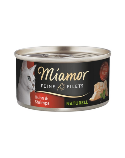 MIAMOR Feine Filets Naturell Chicken&Shrimps 80g pui si creveti in sos propriu, hrana pisici