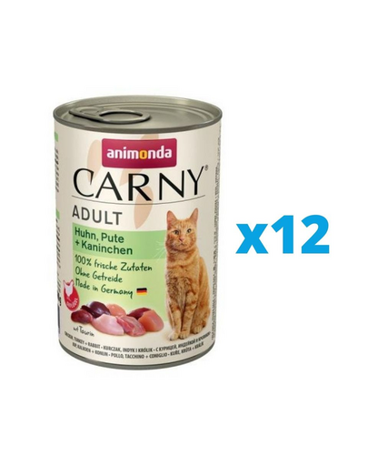 ANIMONDA Carny Adult pentru pisica 12 x 400 g pui, curcan, iepure