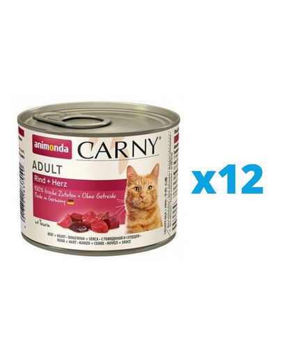 ANIMONDA Carny Hrana umeda pentru pisica, cu carne de vita si inimi 12 x 200 g