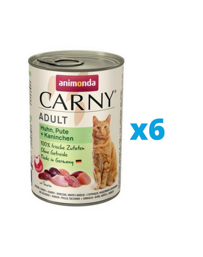 ANIMONDA Carny Adult pui, curcan, iepure conserve pisica adulta 6 x 400 g