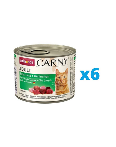 ANIMONDA Carny Adult Conserve pisica, cu vita, curcan si iepure 6 x 200 g