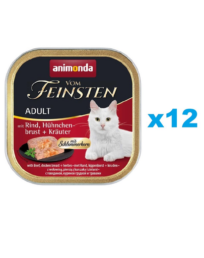ANIMONDA Vom Feinsten Pate hrana pisica cu vita si piept de pui cu ierburi 12x100 g