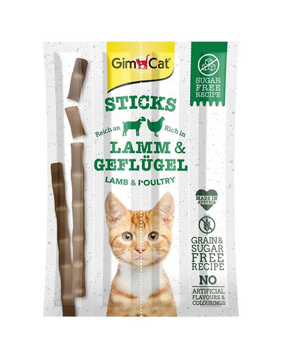 GIMCAT Sticks Lamb&amp;Poultry 4buc Gustare pisici cu miel si pasare