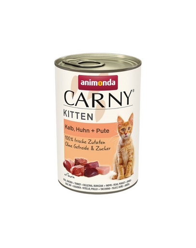 ANIMONDA Carny Kitten Veal&Chicken&Turkey 400 g Hrana pisoi, cu vitel, pui si curcan
