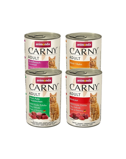 ANIMONDA Carny Adult mix conserve hrana pisica adulta 4 x 400 g pui, cocktail carne, vita, iepure