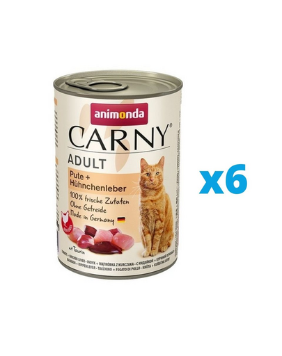 ANIMONDA Carny Adult Hrana umeda cu curcan si ficat de pui pentru pisci adulte 6 x 400 g