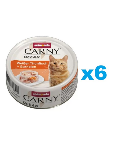 ANIMONDA Carny Ocean Hrana umeda pisica, cu ton alb si creveti 6 x 80g