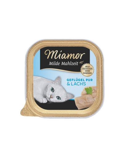 MIAMOR Milde Mahlzeit Poultry Pure&Salmon 100g pasare si somon, hrana pisica