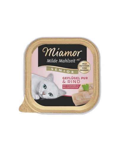 MIAMOR Milde Mahlzeit Senior Poultry Pure&Beef 100g pasare si vita, hrana pisica senior