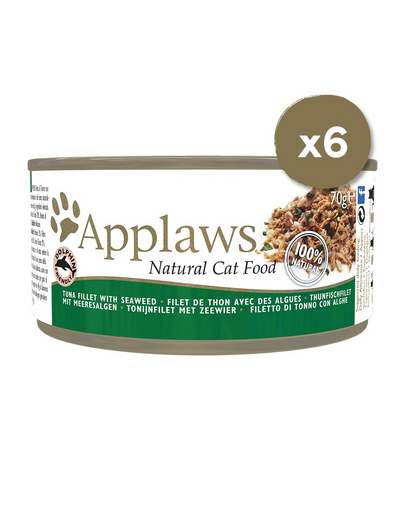APPLAWS Hrana umeda pentru pisici, cu ton si alge marine, 6 x 70 g