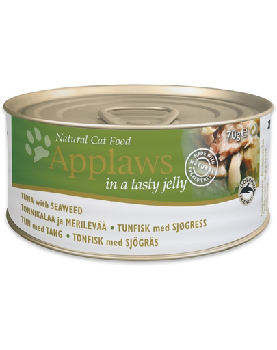 APPLAWS set hrana umeda pisici adulte, cu ton si jeleu de alge marine 6 x 70 g