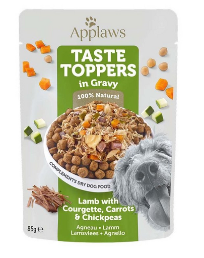 APPLAWS Dog Taste Toppers In Gravy Lamb with Carrots & Chickpeas 12 x 85 g Plicuri hrana caine, cu miel, morcov si naut