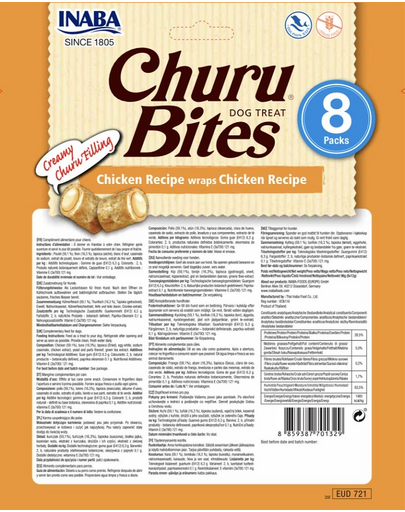 INABA Churu Bite Chicken 8x12g învelișuri de pui pentru câini