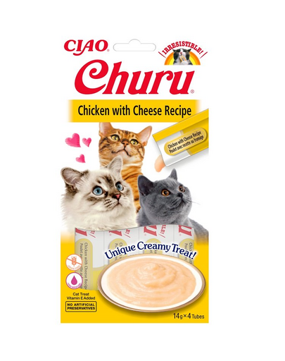 INABA Churu Cat Recompensa pentru pisici, piure cu pui si branza 56 g