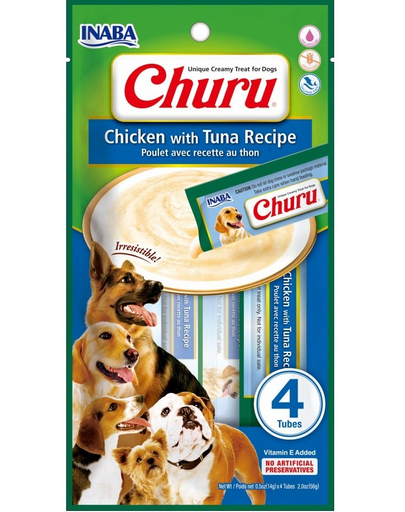INABA Churu Chicken with tuna 4x14g recompense Churu caini, pui si ton