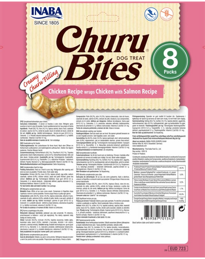 INABA Churu Bite Chicken 8x12g pui și somon wrap pentru câini