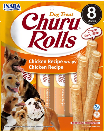 INABA Churu Rolls Chicken 8x12g rulou cu pui pentru caini