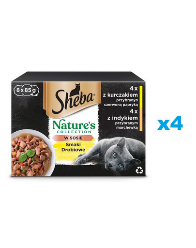 SHEBA in sos 32x85g Nature\'s Collection pentru pisici, arome de pasare cu pui si ardei rosu, curcan si morcovi