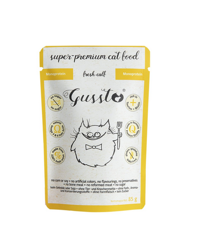 GUSSTO Cat Fresh Calf CARNE PROASPĂTĂ DE VIŢEL 85 g